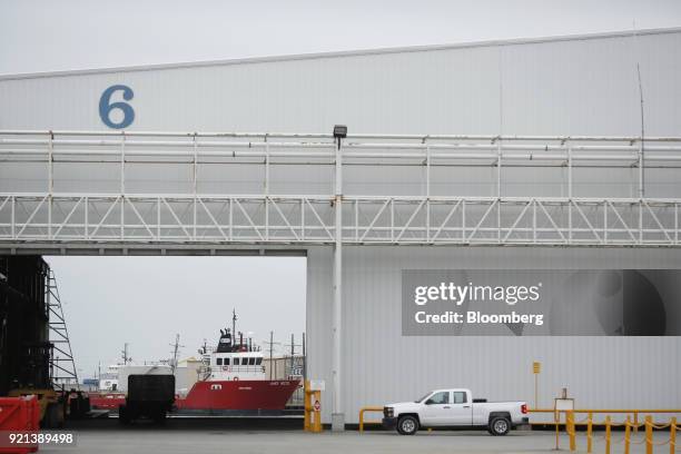 An Alliance Offshore LLC petroleum industry support vessel sits docked in Port Fourchon, Louisiana, U.S., on Thursday, Feb. 8, 2018. U.S. Oil...