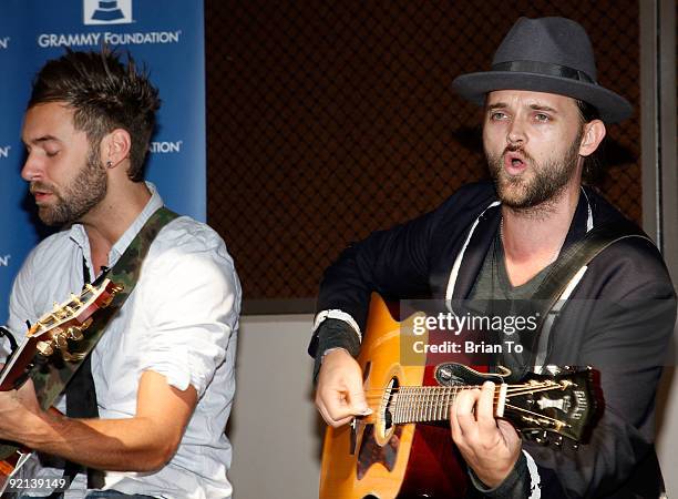 Rickard Goransson and Chad Wolf of the group Carolina Liar attend The Grammy Foundation Presents Grammy SoundChecks With Carolina Liar at Gibson...