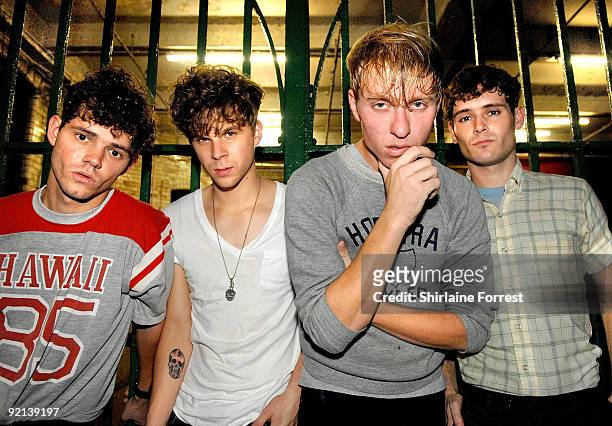 Jonathan Pierce, Jacob Graham, Adam Kessler and Connor Hanwick of The Drums pose backstage at Night & Day on Day 3 of 'In The City' on October 20,...