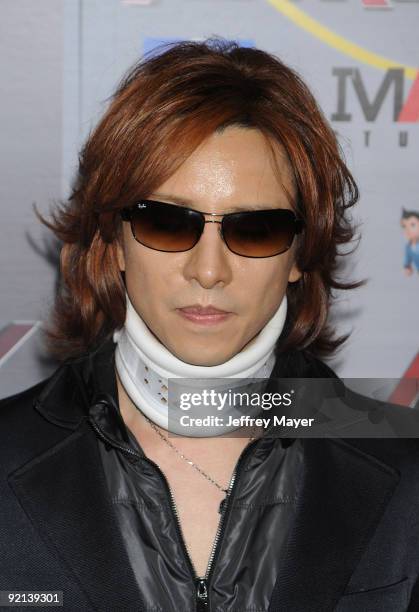 Musician Yoshiki arrives at The "Astro Boy" Premiere at Mann Chinese 6 on October 19, 2009 in Los Angeles, California.