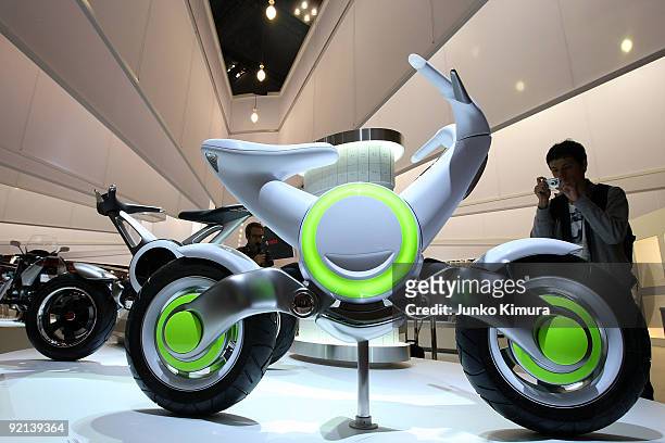 Yamaha's electric concept vehicle "EC-f" is seen on display during the 41st Tokyo Motor Show at Makuhari Messe on October 21, 2009 in Chiba, Japan....
