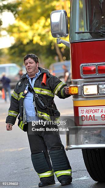 John Scurti on location for "Rescue Me" at Streets of Manhattan on October 20, 2009 in New York City.