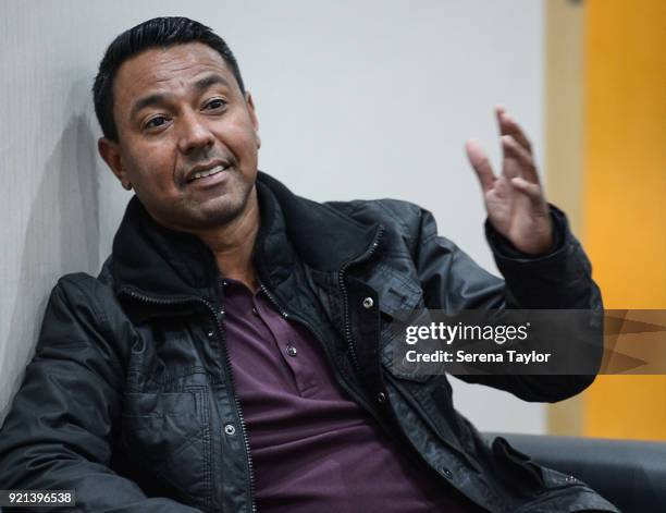 Former Newcastle Player Nolberto Solano poses for photos during an interview at The Newcastle United Training Centre on February 20 in Newcastle upon...