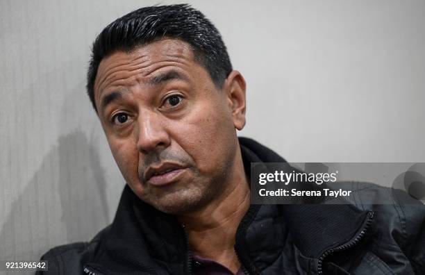 Former Newcastle Player Nolberto Solano poses for photos during an interview at The Newcastle United Training Centre on February 20 in Newcastle upon...