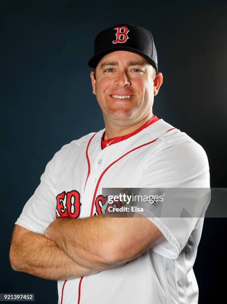 Brian Bannister of the Boston Red Sox poses for a portrait during the Boston Red Sox photo day on February 20, 2018 at JetBlue Park in Ft. Myers,...