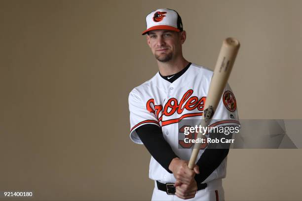 Catcher Caleb Joseph of the Baltimore Orioles poses for a photo during photo days at Ed Smith Stadium on February 20, 2018 in Sarasota, FL.