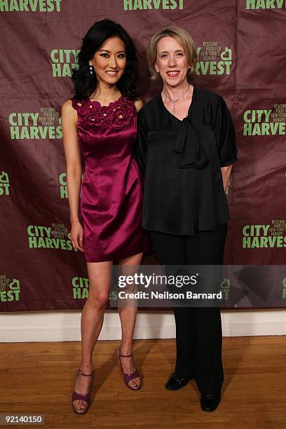 Television personality Kelly Choi and City Harvest Executive Director Jilly Stephens attend City Harvest's 15th Annual Bid Against Hunger restaurant...