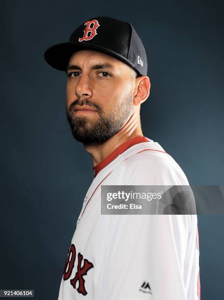 Matt Barnes of the Boston Red Sox poses for a portrait during the Boston Red Sox photo day on February 20, 2018 at JetBlue Park in Ft. Myers, Florida.