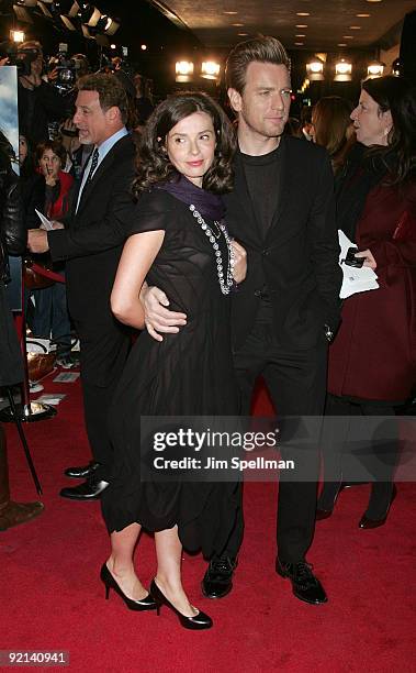 Actor Ewan McGregor and Eve Mavrakis attend the premiere of "Amelia" at The Paris Theatre on October 20, 2009 in New York City.