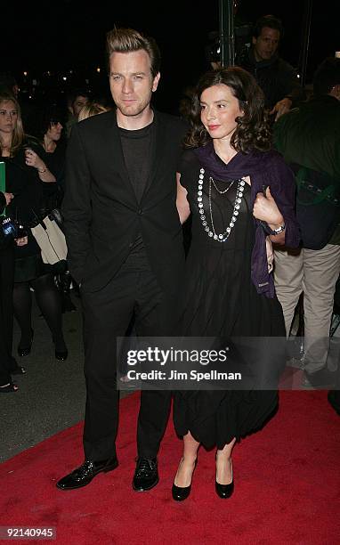 Actor Ewan McGregor and Eve Mavrakis attend the premiere of "Amelia" at The Paris Theatre on October 20, 2009 in New York City.