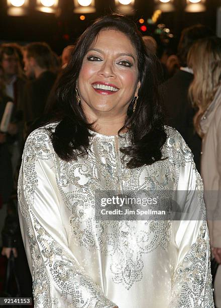 Director Mira Nair attends the premiere of "Amelia" at The Paris Theatre on October 20, 2009 in New York City.