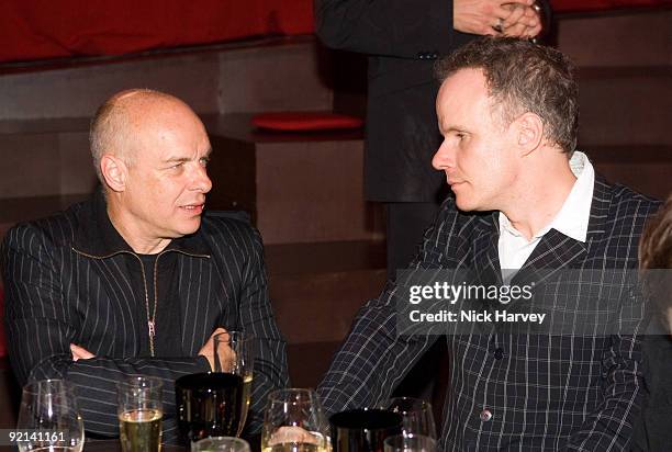 Brian Eno and Hans-Ulrich Obrist attend Puma Urban Mobility and the Serpentine Gallery launch the Reality Bag spring summer 2008, October 17, 2007 in...