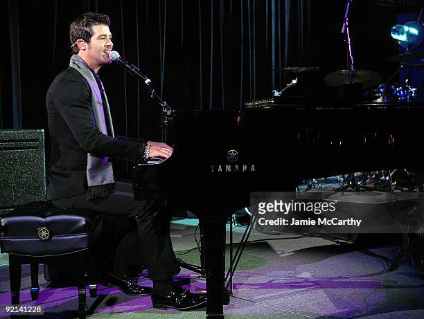 Singer Robin Thicke performs onstage at the 2009 Angel Ball to Benefit Gabrielle�s Angel Foundation hosted by Denise Rich at Cipriani, Wall Street on...