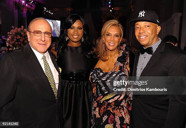 Clive Davis, Jennifer Hudson, Denise Rich and Russell Simmons attend 2009 Angel Ball to Benefit Gabrielle�s Angel Foundation hosted by Denise Rich at...