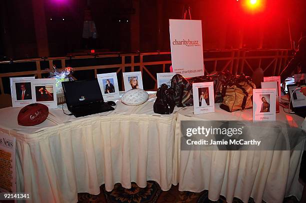 General view of auction items on display at 2009 Angel Ball to Benefit Gabrielle�s Angel Foundation hosted by Denise Rich at Cipriani, Wall Street on...