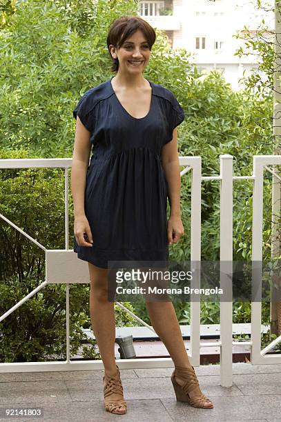 Television personality Lucia Ocone poses for a photograph during the press conference for "Quelli Che Il Calcio" TV Show on September 10, 2009 in...