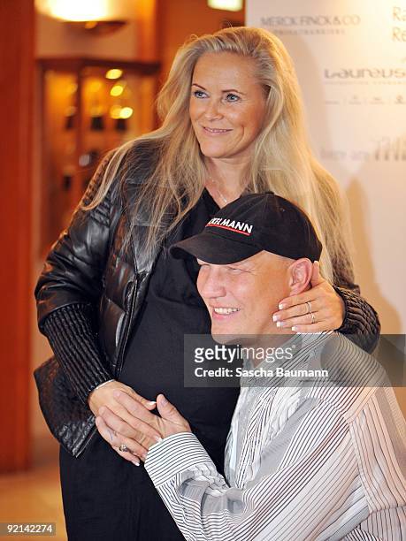 Former boxer Axel Schulz and Patricia Reich attend the 'Klitschko Meets Becker' Charity Gala after the charity match on October 20, 2009 in...