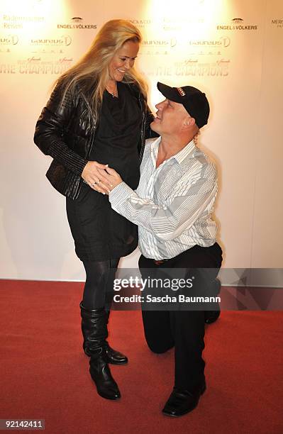 Former boxer Axel Schulz and Patricia Reich attend the 'Klitschko Meets Becker' Charity Gala after the charity match on October 20, 2009 in...