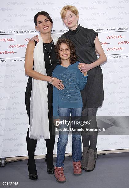 Actresses Maya Sansa, Greta Zuccheri Montanari and Alba Rohrwacher attend the "L'Uomo Che Verra" Photocall during Day 7 of the 4th International Rome...
