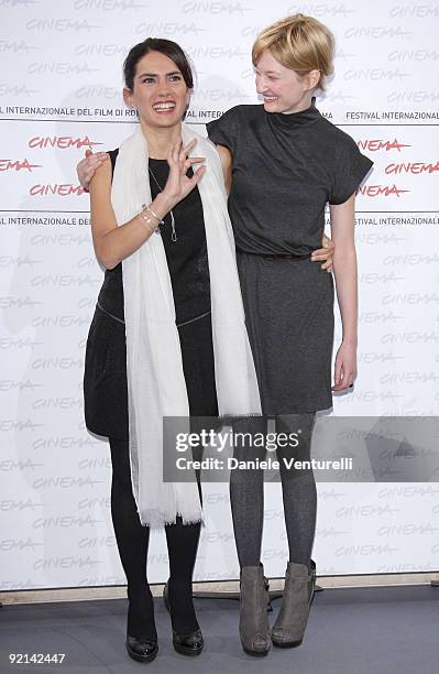 Actresses Maya Sansa and Alba Rohrwacher attends the "L'Uomo Che Verra" Photocall during Day 7 of the 4th International Rome Film Festival held at...