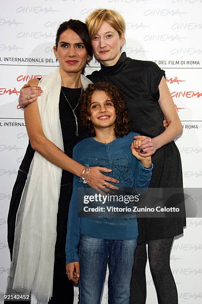 Actresses Maya Sansa, Greta Zuccheri Montanari and Alba Rohrwacher attend the 'L'Uomo Che Verra' Photocall during Day 7 of the 4th International Rome...