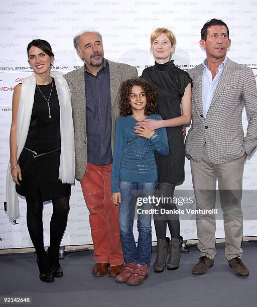 Actress Maya Sansa, director Giorgio Diritti, actors Alba Rohrwacher and Claudio Casadio attend the 'L'Uomo Che Verra' Photocall during Day 7 of the...