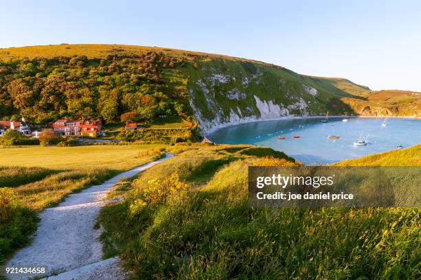 lulworth cove, west lulworth, dorset, england - lulworth cove stock-fotos und bilder