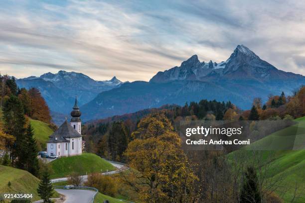 maria gern chapel, berchtesgaden, bavaria, germany, europe - iglesia de maría gern fotografías e imágenes de stock