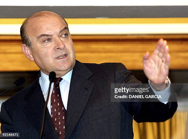 Economy Minister Domingo Cavallo is seen at a conference in Buenos Aires, Argentina 19 November 2001. El ministro de Economía de Argentina, Domingo...