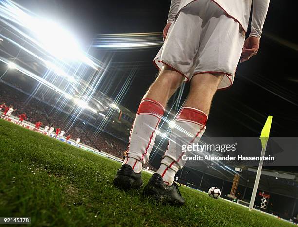 Aleksandr Hleb of Stuttgart kicks a corner kick during the UEFA Champions League Group G match between VfB Stuttgart and Sevilla FC at the...