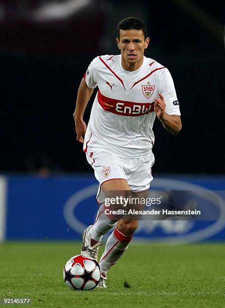 Khalid Boulahrouz of Stuttgart runs with the ball during the UEFA Champions League Group G match between VfB Stuttgart and Sevilla FC at the...
