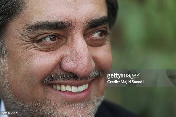 Afghanistan presidential election candidate Abdullah Abdullah smiles while at his residence on October 21, 2009 in Kabul, Afganistan. Abdullah the...