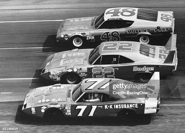 Bobby Isaac driver of the K & K Insurance Dodge, Bobby Allison driver of the Coca-Cola Dodge and James Hylton driver of the Hylton Engineering Ford...