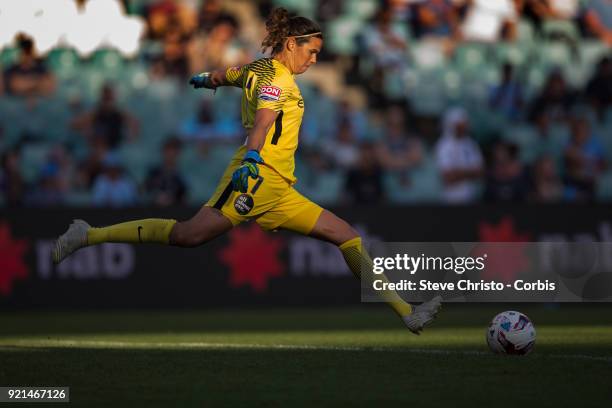 Lydia Williams of the Melbourne City takes a goal kick during the W-League Grand Final match between the Sydney FC and the Melbourne City at Allianz...