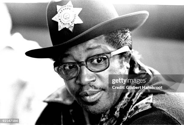 Bo Diddley posed in Amsterdam, Holland circa 1972