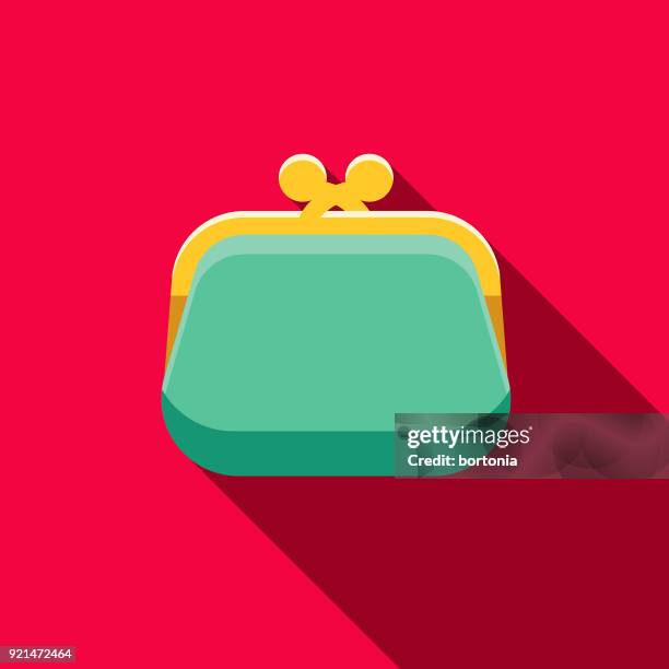 coin purse flat design casino icon with side shadow - handbag vector stock illustrations