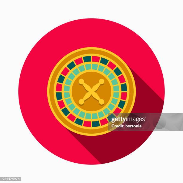 stockillustraties, clipart, cartoons en iconen met het icoon van de roulette flat design casino met kant schaduw - roulette