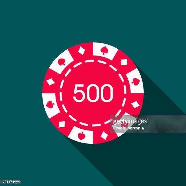 gambling chip flat design casino icon with side shadow - chips stock illustrations