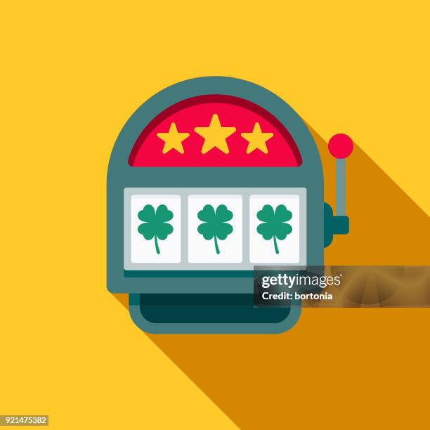 ilustraciones, imágenes clip art, dibujos animados e iconos de stock de icono de la máquina de ranura plana diseño casino con lado sombra - slot machine