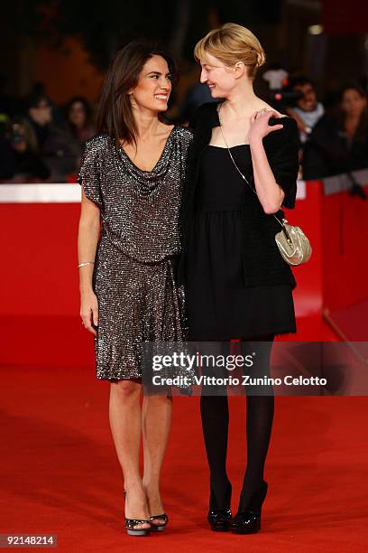 Actresses Maya Sansa and Alba Rohrwacher attend the 'L'Uomo Che Verra' Premiere during Day 7 of the 4th International Rome Film Festival held at the...