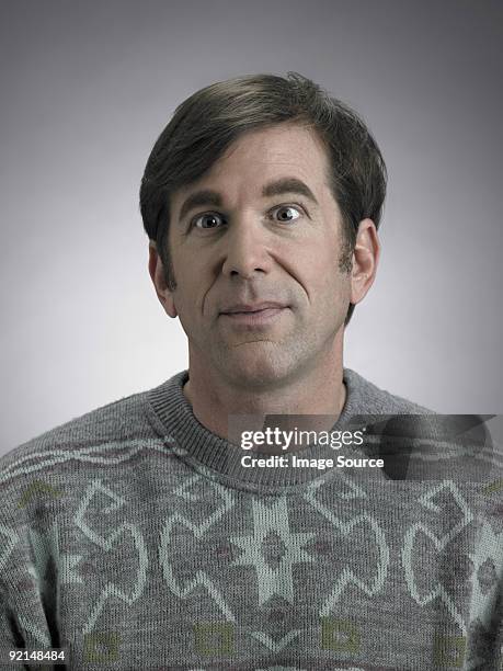 portrait of a mature man - nerd sweater stock pictures, royalty-free photos & images