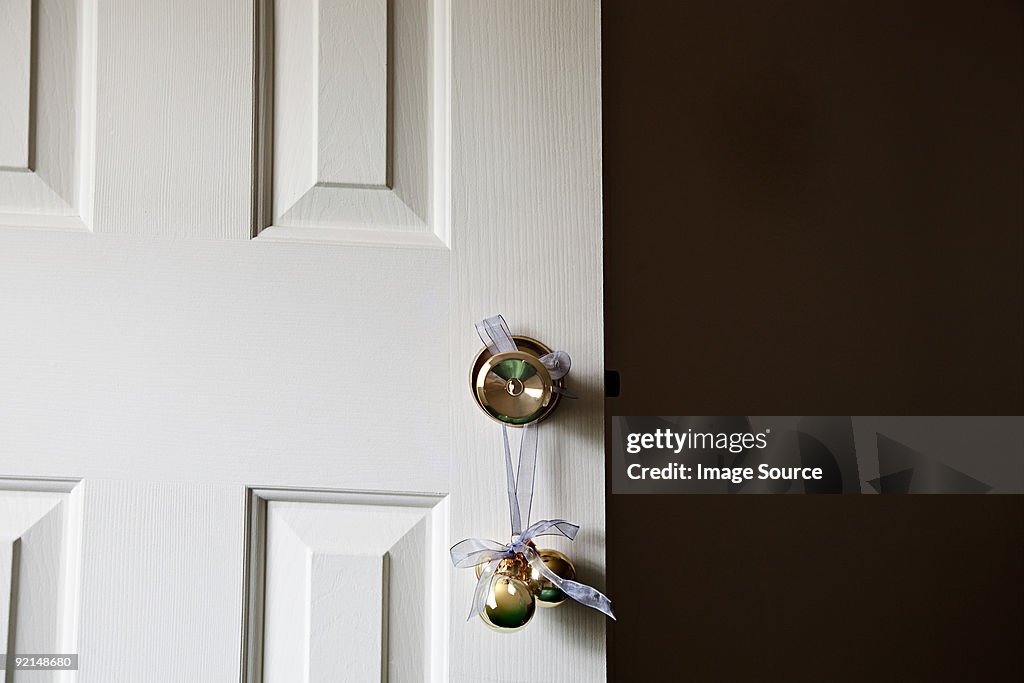 Christmas bauble on a door