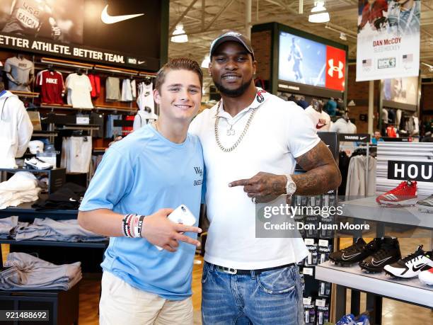 Linebacker Nigel Bradham of the Philadelphia Eagles returns home as a Super Bowl Champion to recognize and reward students from his old high school,...