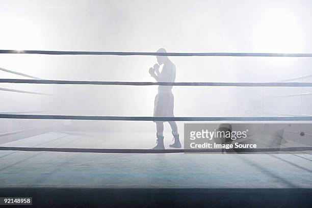 boxeador en ring de boxeo - combat sport fotografías e imágenes de stock