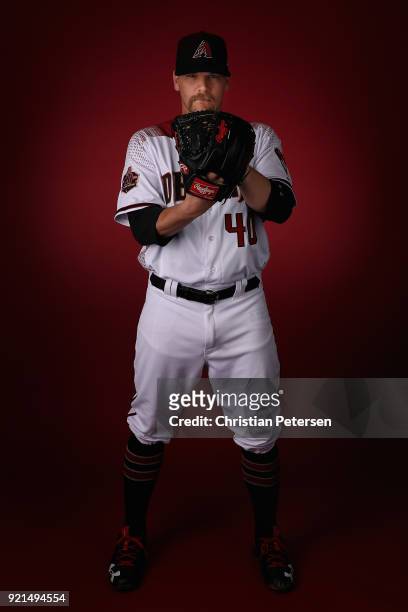 Pitcher Andrew Chafin of the Arizona Diamondbacks poses for a portrait during photo day at Salt River Fields at Talking Stick on February 20, 2018 in...