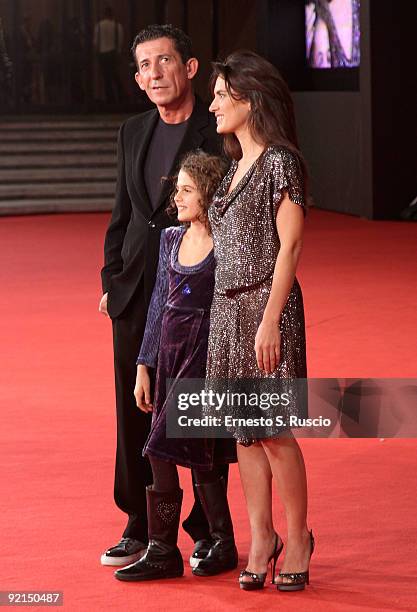 Actors Claudio Casadio, Greta Zuccheri Montanari and Maya Sansa attend the 'L'Uomo Che Verra' Premiere during Day 7 of the 4th International Rome...
