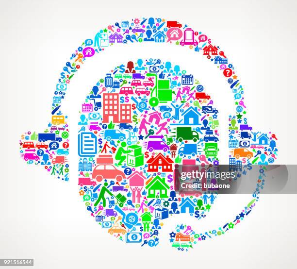 customer support moving and relocation icon pattern - movers packing stock illustrations