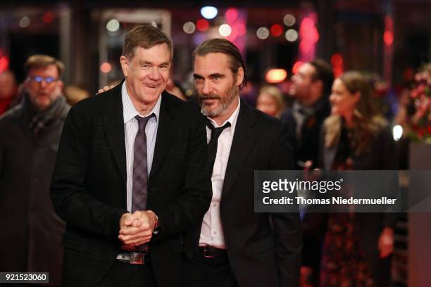 Gus Van Sant and Joaquin Phoenix attend the 'Don't Worry, He Won't Get Far on Foot' premiere during the 68th Berlinale International Film Festival...