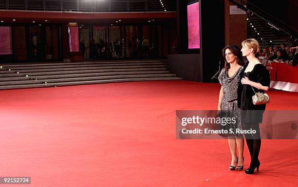 Actresses Maya Sansa and Alba Rohrwacher attends the 'L'Uomo Che Verra' Premiere during Day 7 of the 4th International Rome Film Festival held at the...