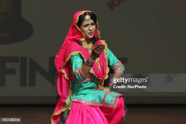 Contestant competes in the traditional Giddha folk dance segment during the Miss World Punjaban beauty pageant held in Mississauga, Ontario, Canada...